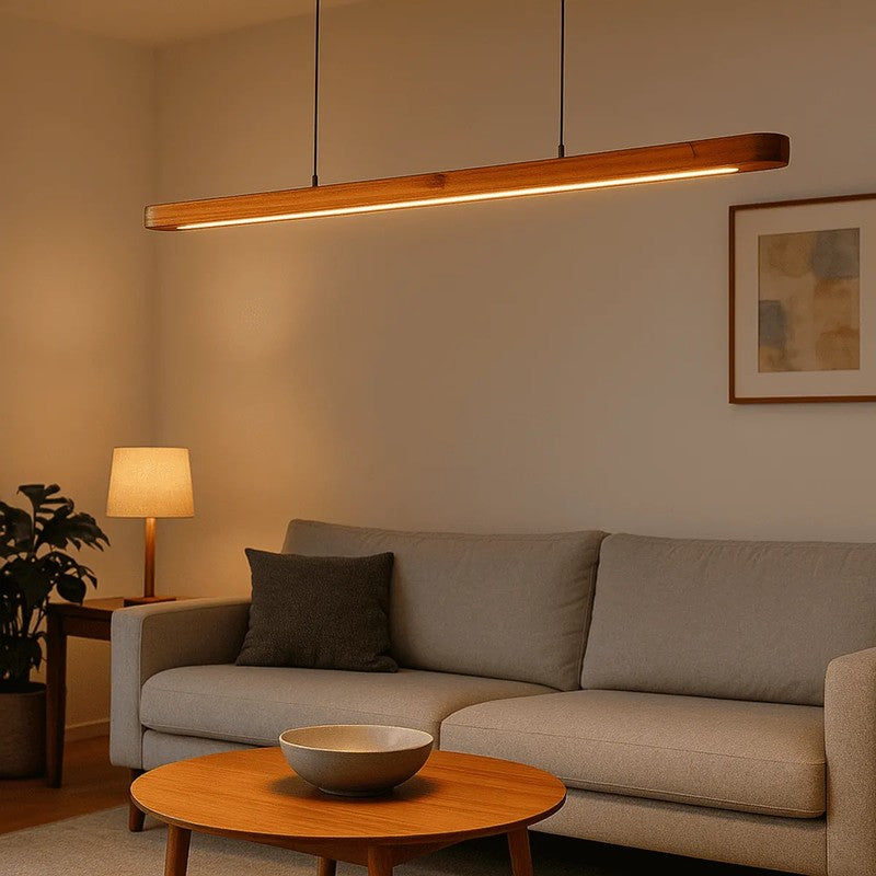 Slim LED Teak Wood Ceiling Lamp media 3