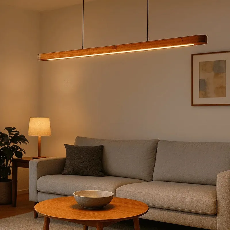 Slim LED Teak Wood Ceiling Lamp media 3
