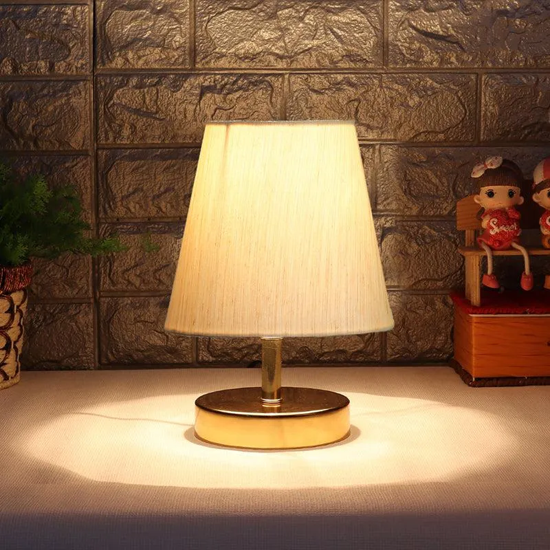 Alba Fabric Table Lamp - White,Gold media 1
