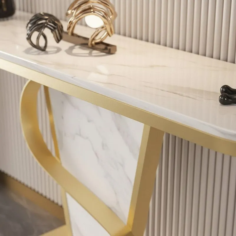 Bold Metal Console Table with Marble Top - Small media 3