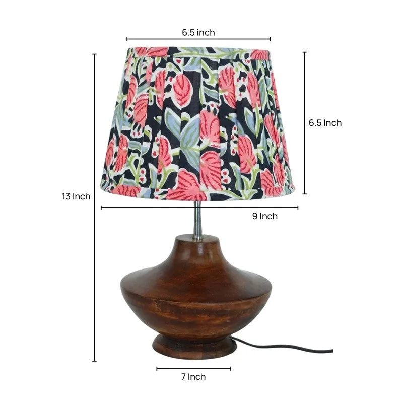Wildfern Wooden Base Cotton Table Lamp - Multicolor media 5