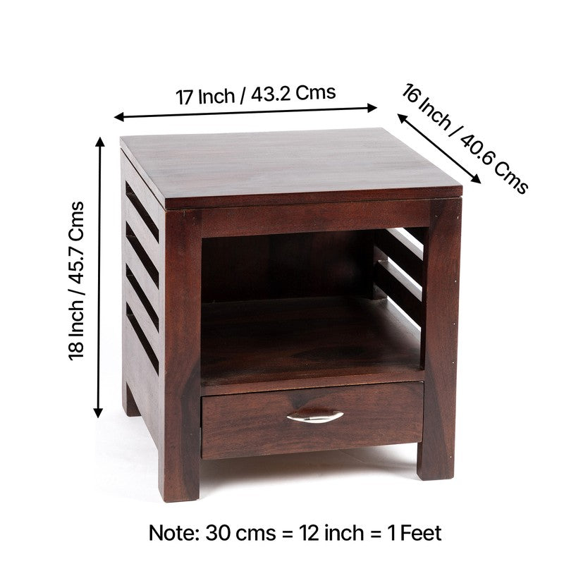 Sverix Sheesham Wooden Side & Bedside Table - Dark Brown media 11
