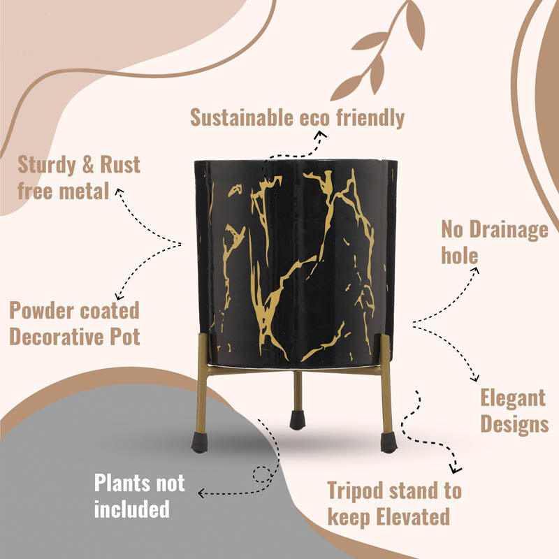 Nauko Planter With Stand (Black) - Two Piece set media 4