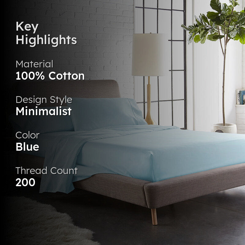 Maison Cotton Duvet Cover (Pale Blue) - 200 TC media 2