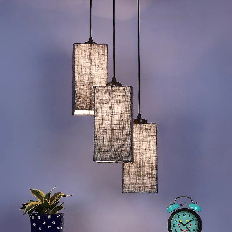 Warm Ivory Triple Metal Ceiling Lamp - Blue media 3