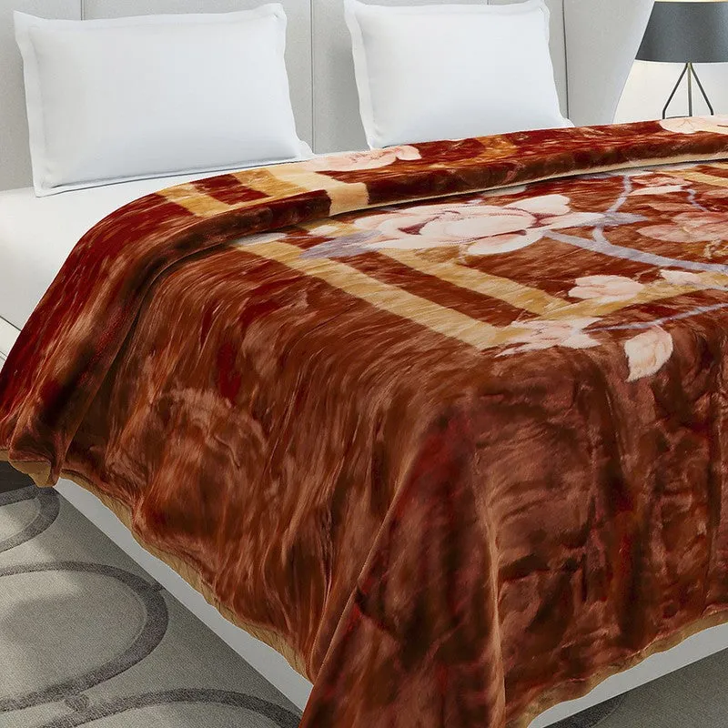 Monte Carlo Autumn Embrace Blanket (Brown,Beige) - 852 GSM media 4