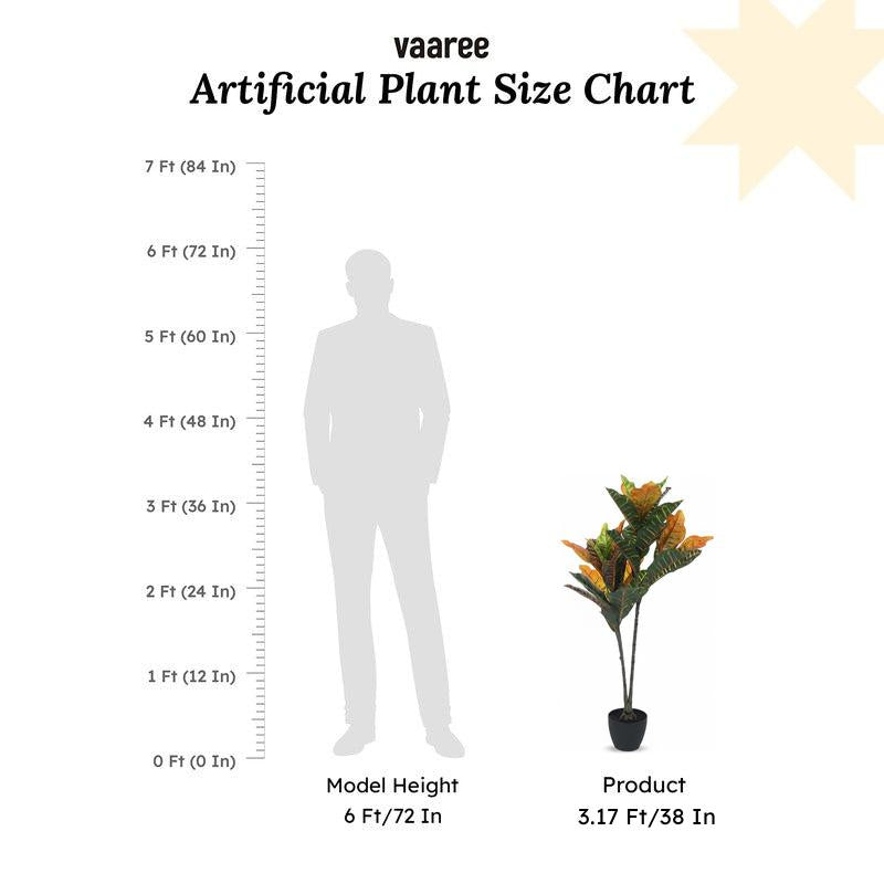 Faux Lush Croton Plant With Black Plastic Pot - 3.1 Feet media 6