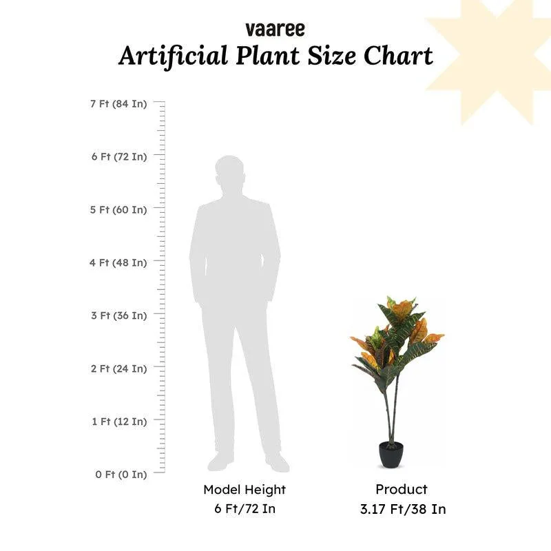 Faux Lush Croton Plant With Black Plastic Pot - 3.1 Feet media 6