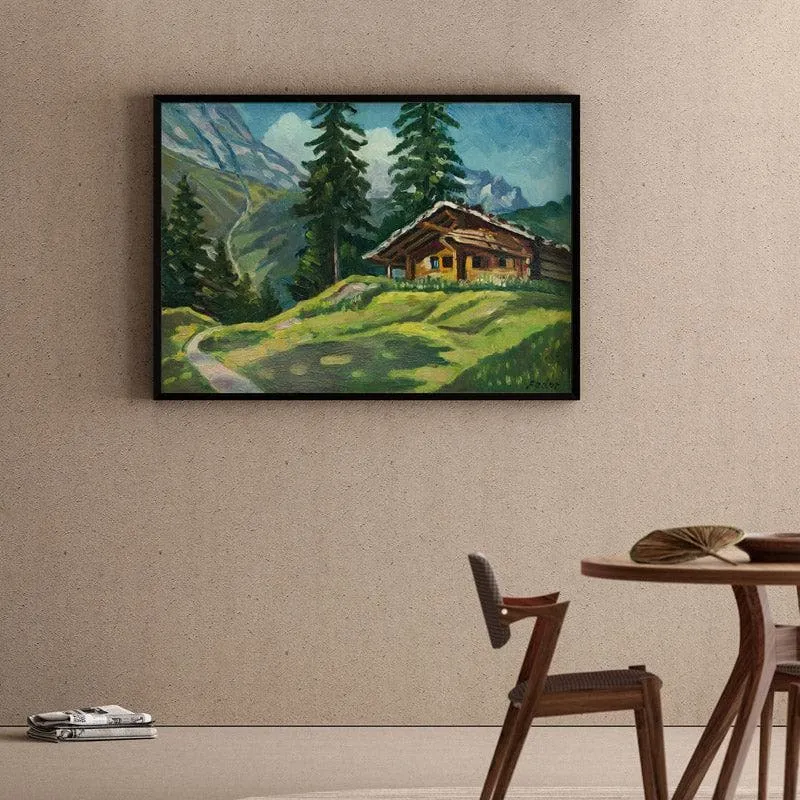 Tatra Landscape Canvas Wall Painting - Black Frame media 1