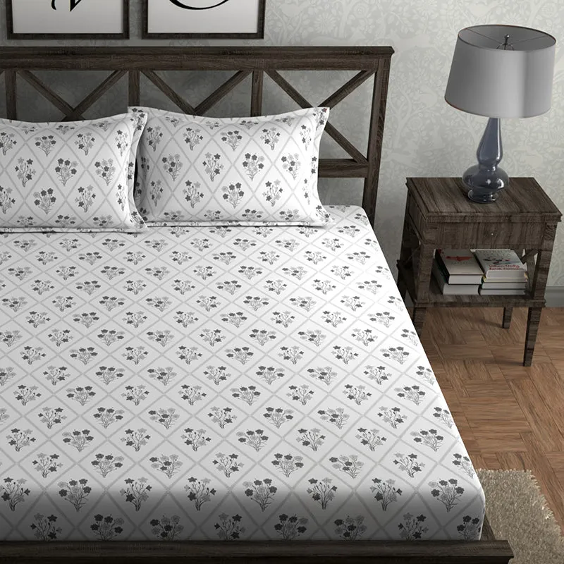 Lindir Fitted Microfiber Microfiber Bedsheet (Grey) - 150 GSM media 1