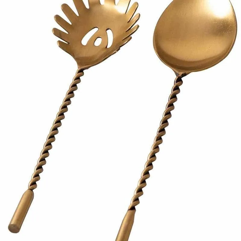 Twisted Love Salad Serving Spoon (Gold) - Set Of Two media 4