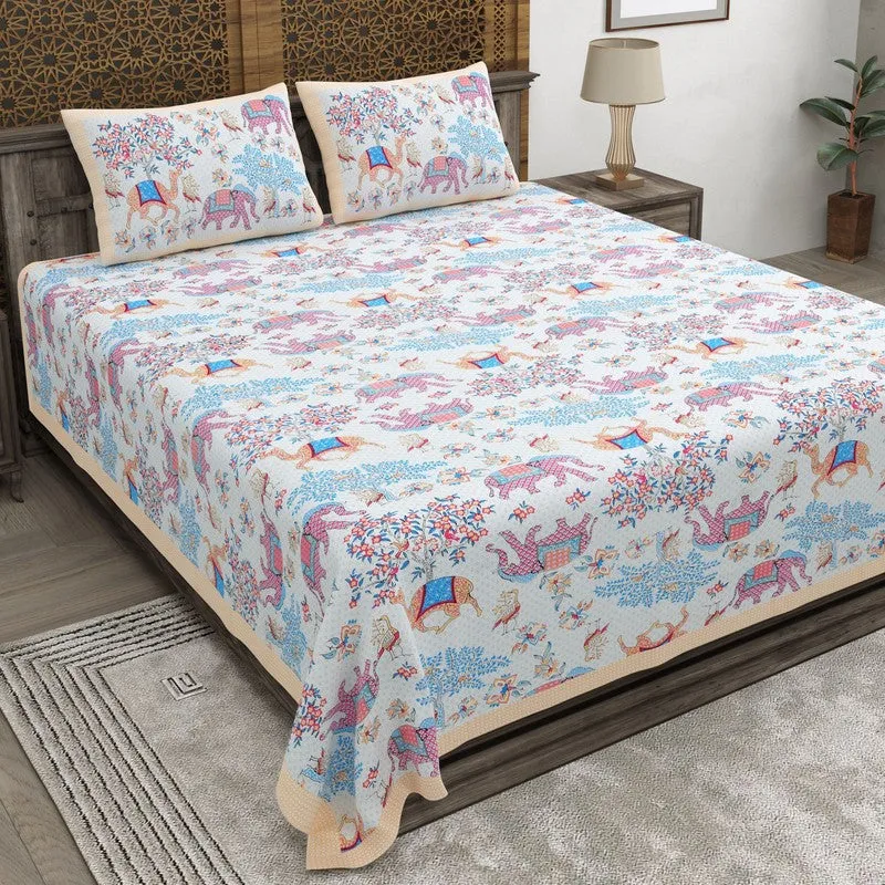 Royalet Cotton Bedsheet (Pink,Blue) - 240 TC media 1