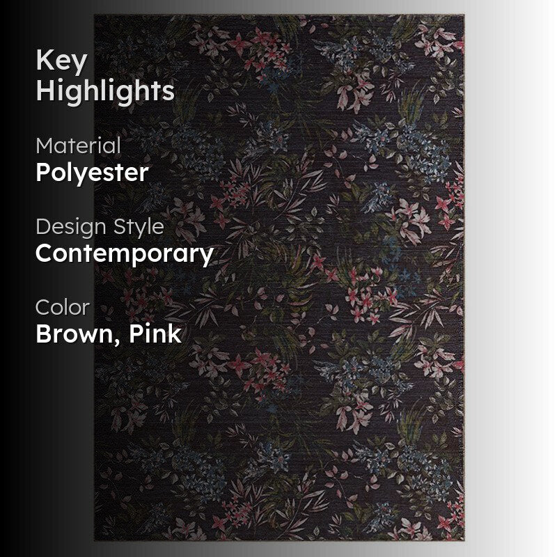 Lily Floral Carpet - Brown & Pink media 2