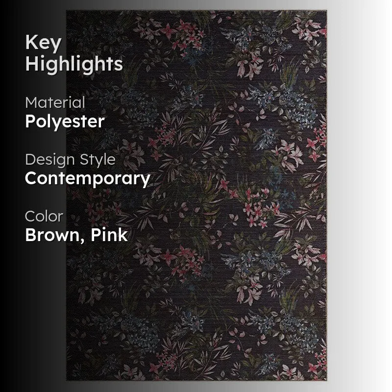 Lily Floral Carpet - Brown & Pink media 2