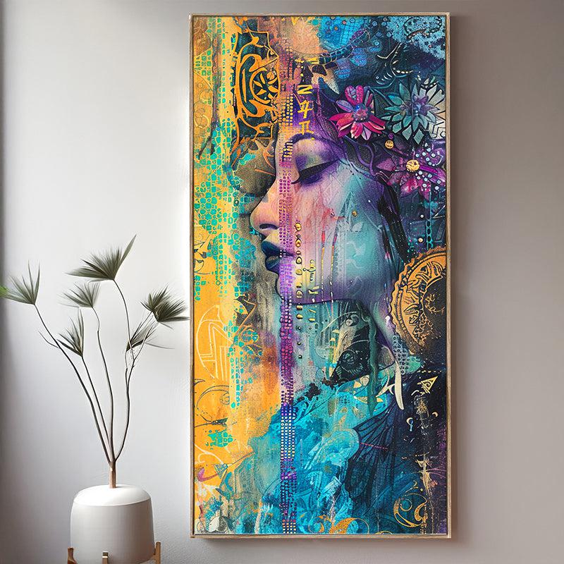 Stellar Queens Modern Canvas Wall Art With Frame - Brown