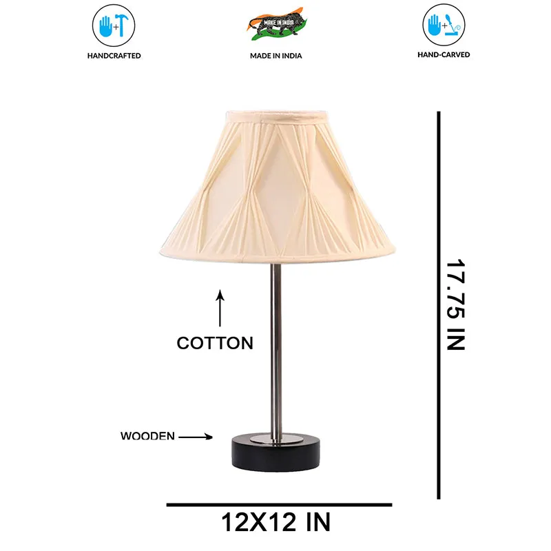 Pleatra Pinch Rodin Wooden Table Lamp - OffWhite,Silver,Black media 7