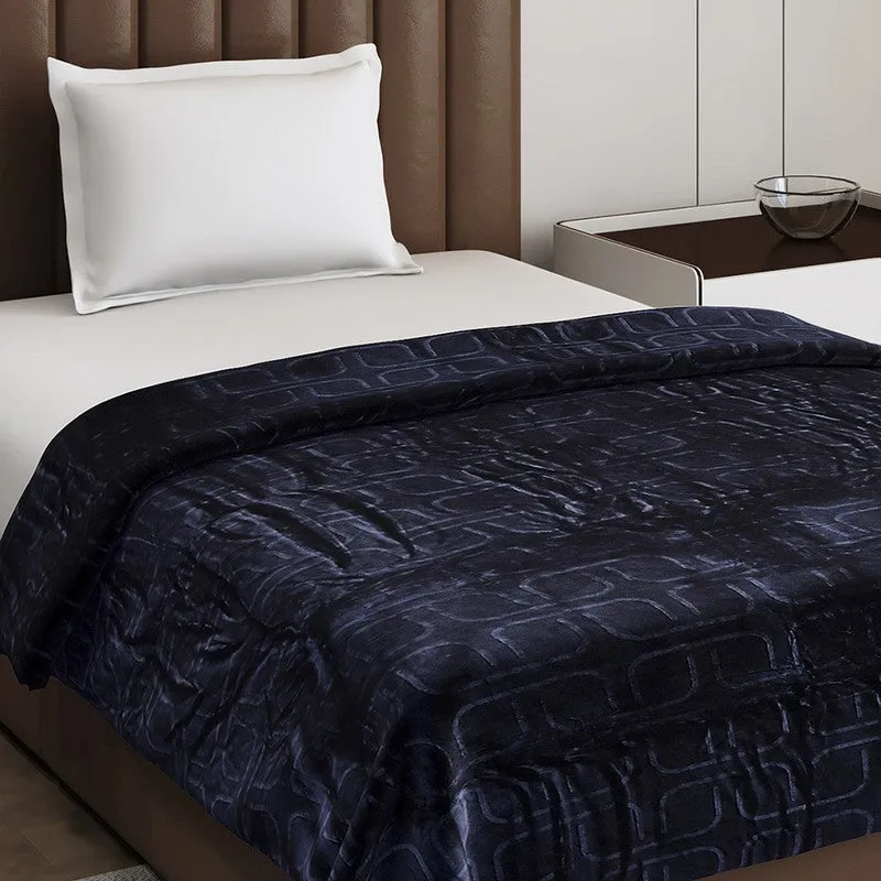 Monte Carlo Warmora Geometric Print Polyester Blanket (Dark Blue) - 210 GSM media 5