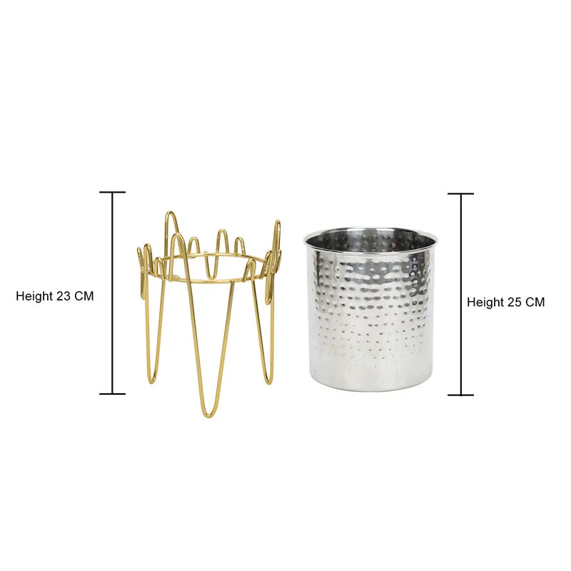 Retsa Stainless Steel Planter - Silver & Gold media 5