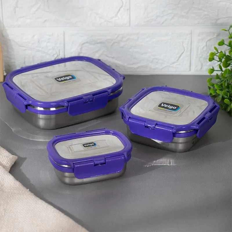 Savory Sam Blue Lunch Box (550/300/150 mL) - Three Piece Set media 5