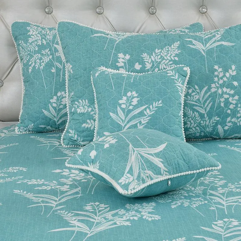 Winter's Grass Floral Cotton Bedding Set - Five Piece Set media 4
