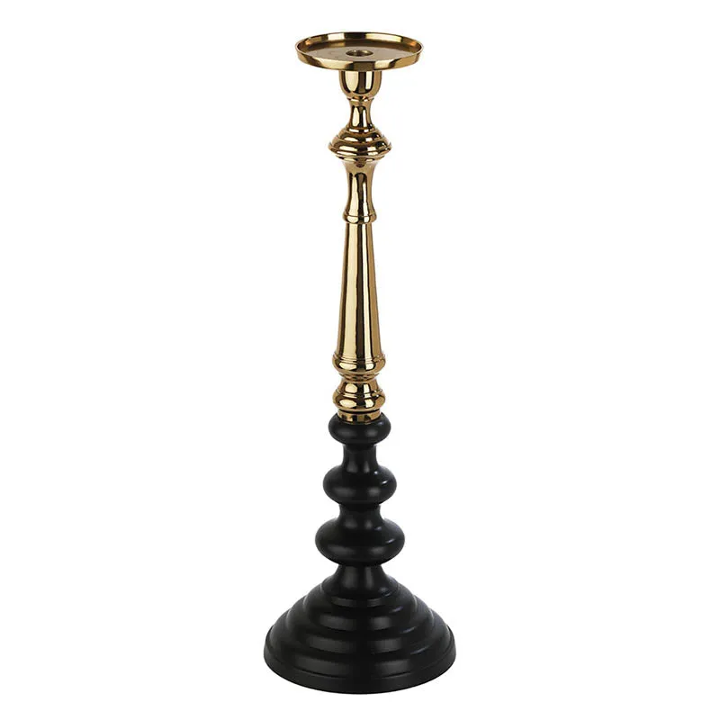 Cove Pillar Candle Holder (Black & Gold) - Large media 4
