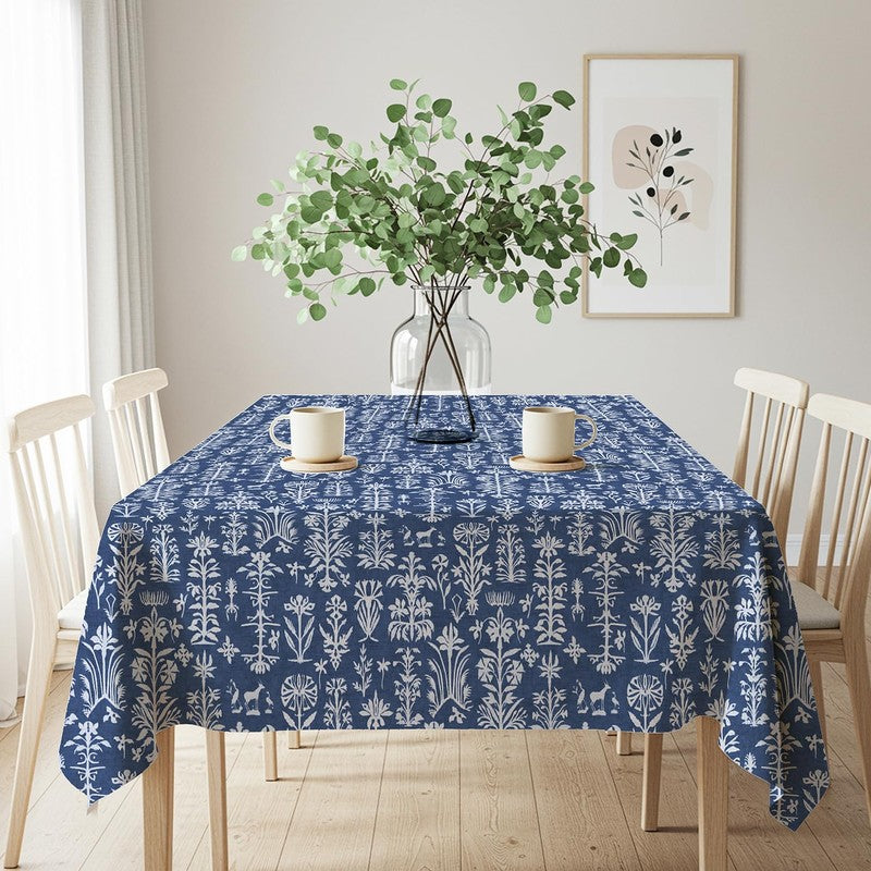 Urban Space Botanical Indigo Cotton Table Cover media 3