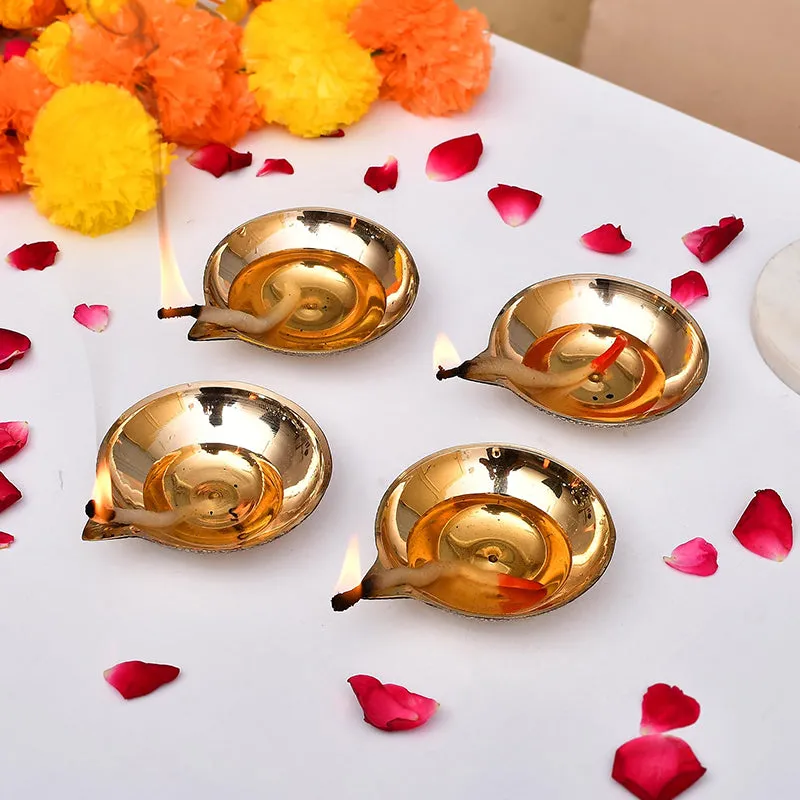 Makar Brass Diya - Set Of Four media 1