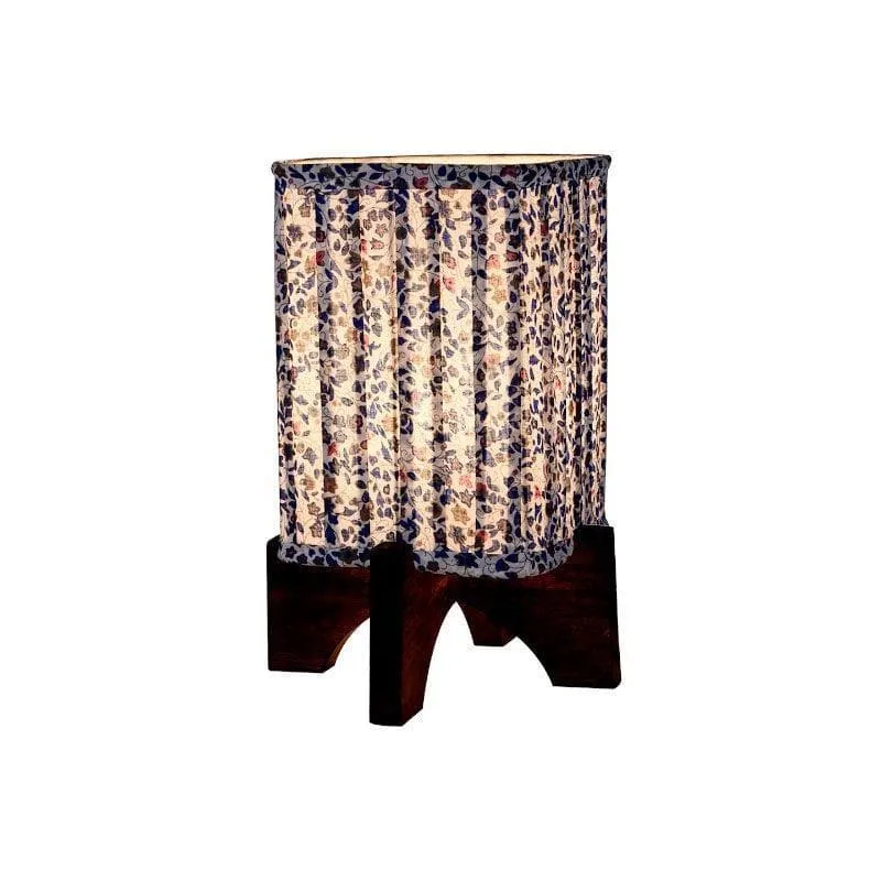 Blooming Flair Pleated Fabric Table Lamp - Blue,White media 4