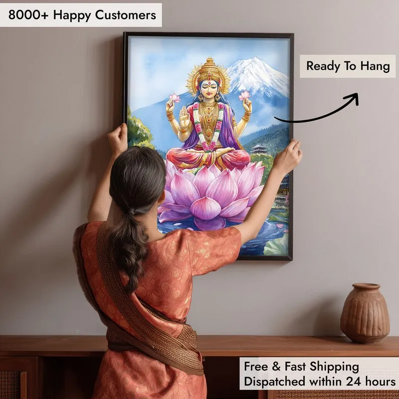 Shree Radhe Shyam Spiritual Archival Paper Wall Painting With Frame - Black media 6