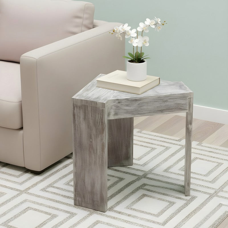 Lverox Sheesham Wooden Side & Bedside Table - Grey
