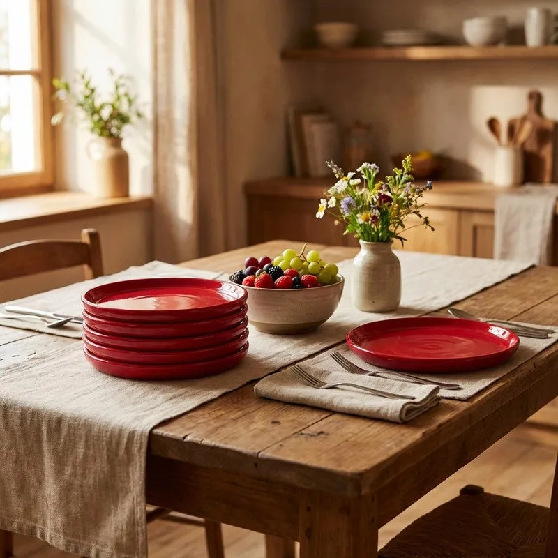 Ceramic Quarter Plate (Red) - Set Of Six media 1