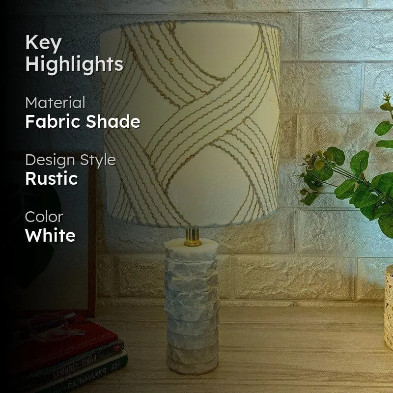 Whimsy Waves Sculpt Hand Crafted Fabric Table Lamp - White media 2