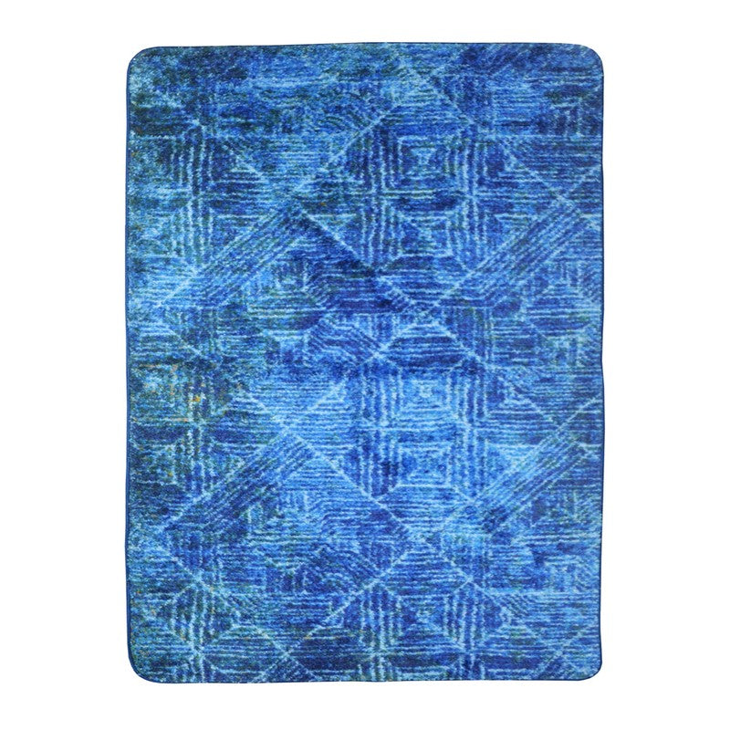 Prynos Abstract Micro Fiber Area Rug - Blue