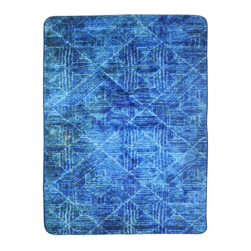 Prynos Abstract Micro Fiber Area Rug - Blue media 1