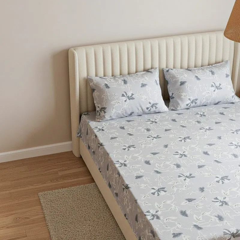 Carmilla Floral Cotton Bedsheet (Blue) - 180 TC media 3