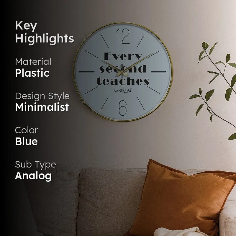 Every Second Teaches Round Analog Wall Clock - Blue media 2