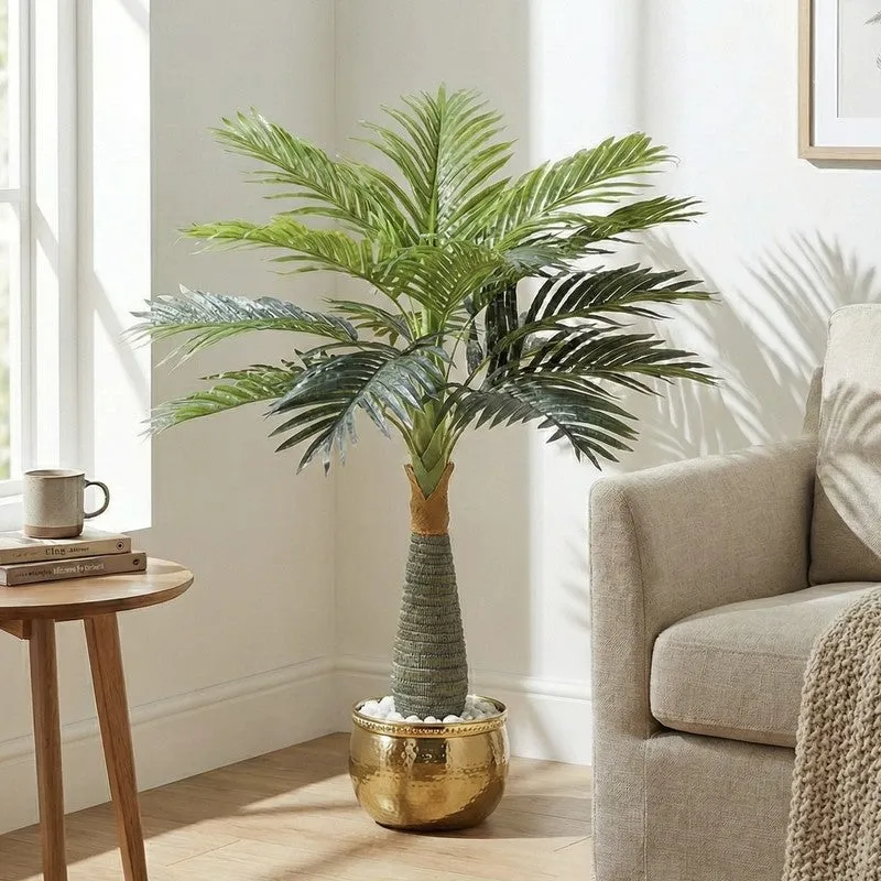 Grevol Artificial Bottle Areca Palm Plant With Black Plastic Pot  3.9 ft media 4