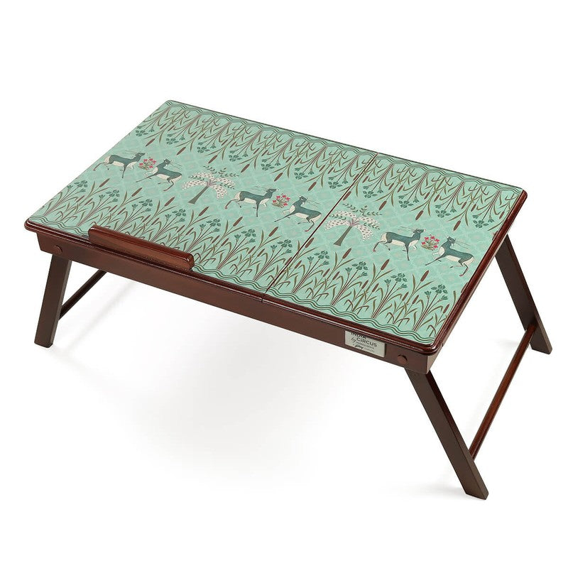 India Circus Deergarden Multicolor Rectangle Teakwood Laptop Stand media 3