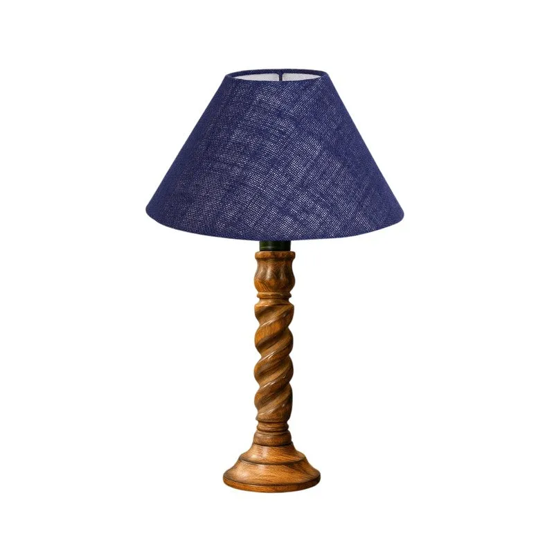 Elvane Velin Wooden Table Lamp - Blue media 5