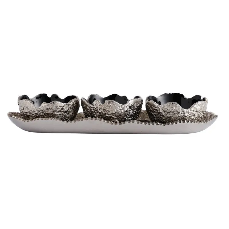 Elegant Trio (Silver) Snack Bowl with Tray - Four Piece Set media 7