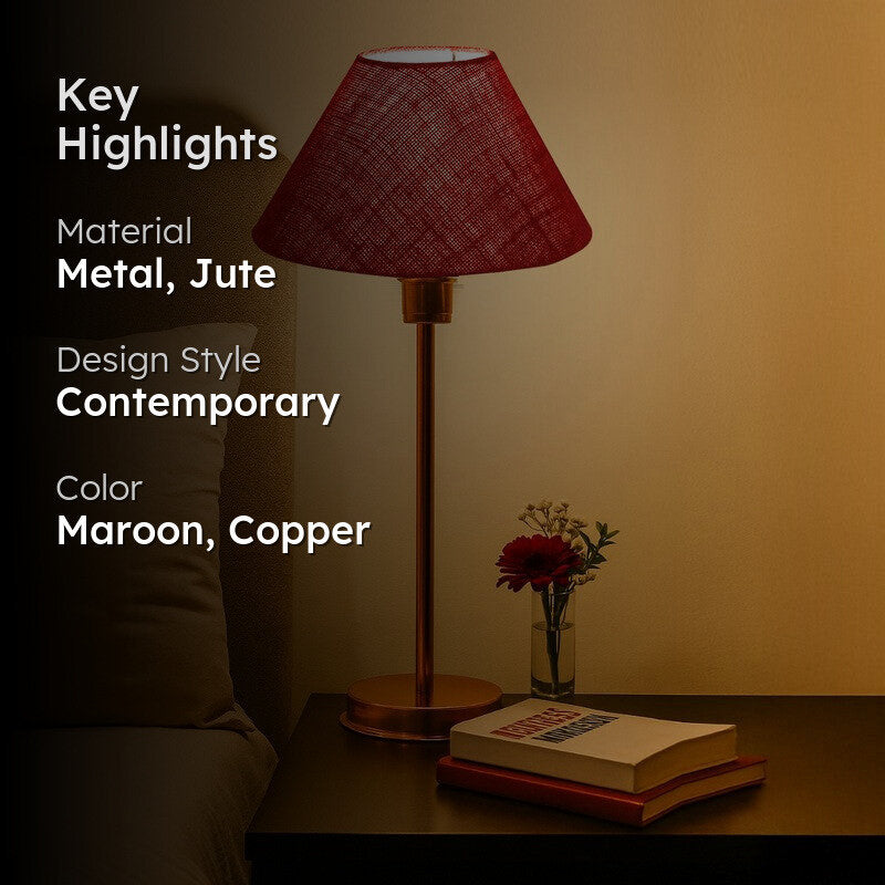 Kavira Orvo Metal Table Lamp - Maroon media 2