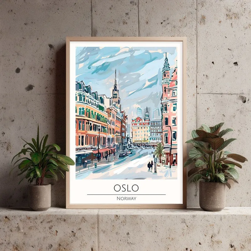 Vintage Oslo Framed Canvas Archival Canvas Wall Painting - Natural Brown Frame media 3
