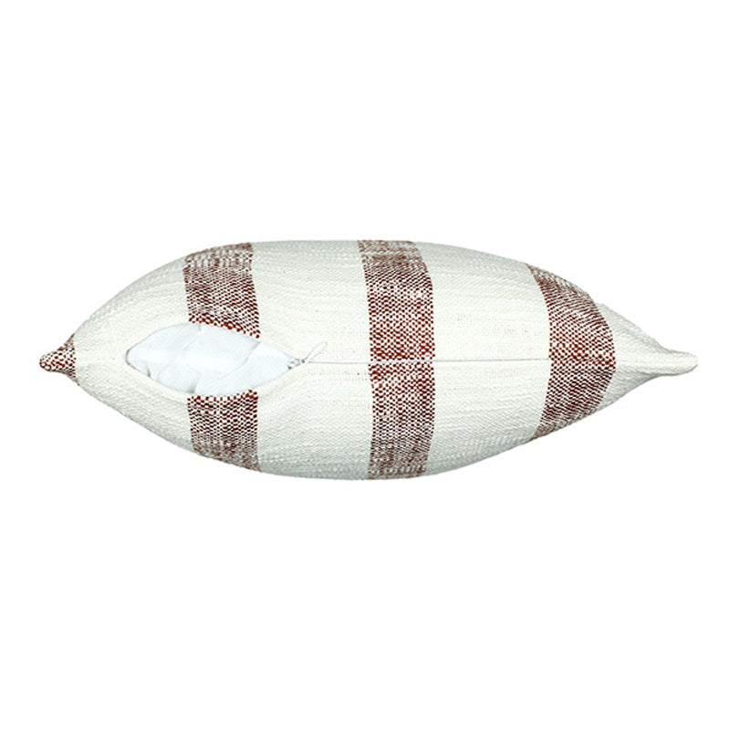 Driftwood Stripes Woven Cotton Cushion Cover (Maroon & White) - Set Of Two media 6