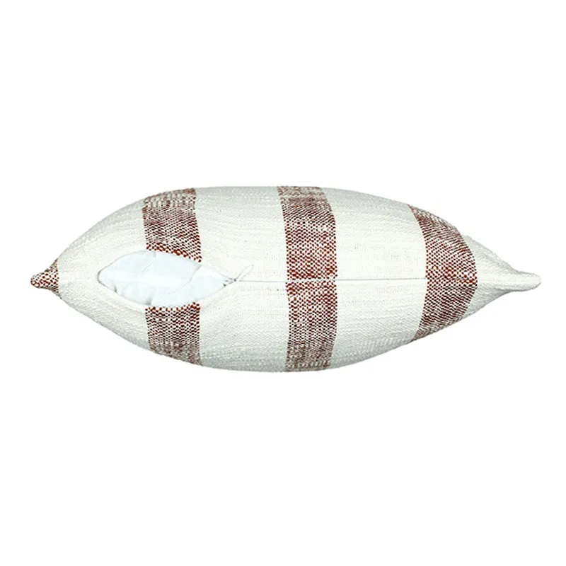 Driftwood Stripes Woven Cotton Cushion Cover (Maroon & White) - Set Of Two media 6