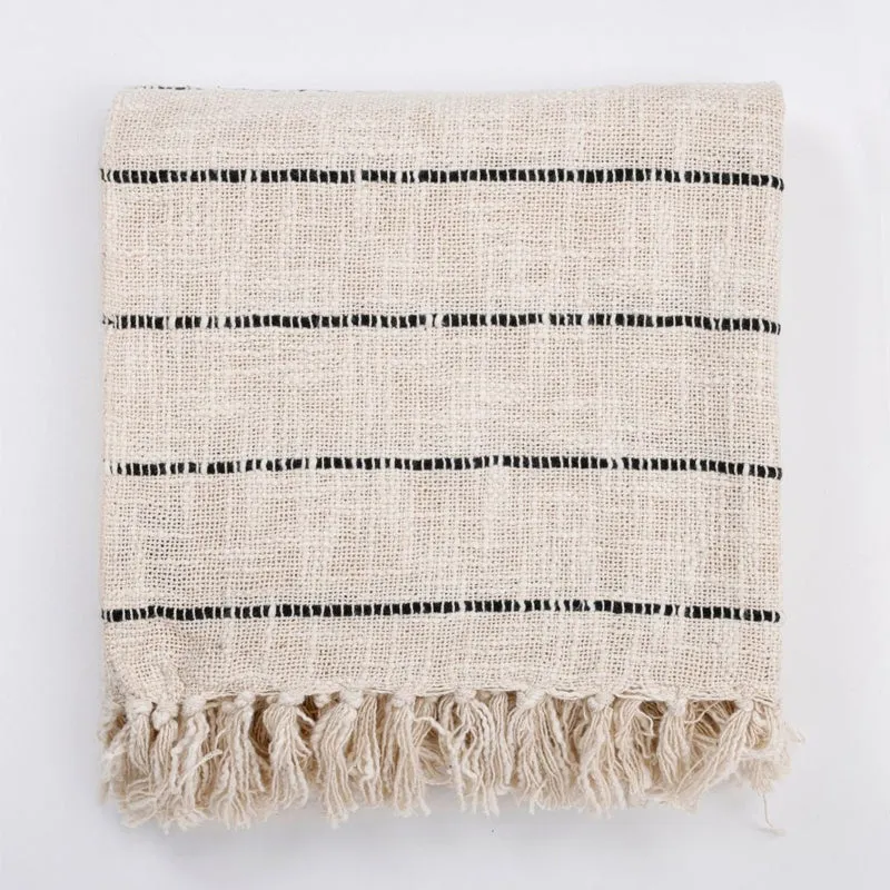 Cedar Nest Striped Throw - Off White & Black media 8