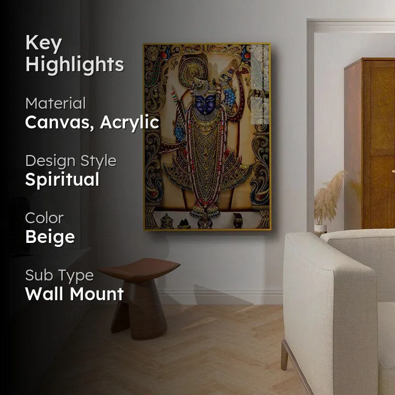 Mukunda Hare Spiritual Canvas Wall Art With Frame - Gold media 2