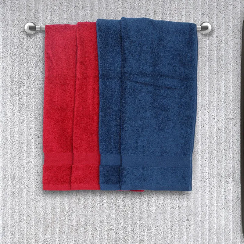 Nuage Cotton Hand & Face Towel (Red & Blue) - Set Of Four media 1