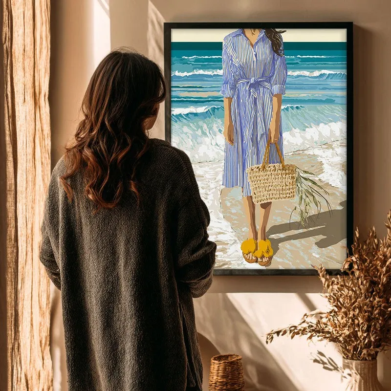Blue Horizon Canvas Wall Painting - Black Frame media 4