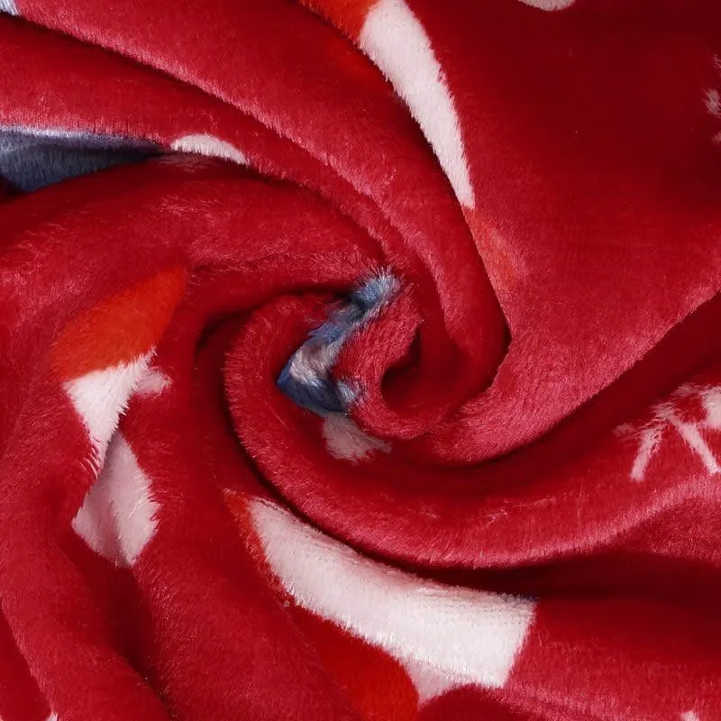Playful Red Woollen Bedsheet - 180 GSM media 4