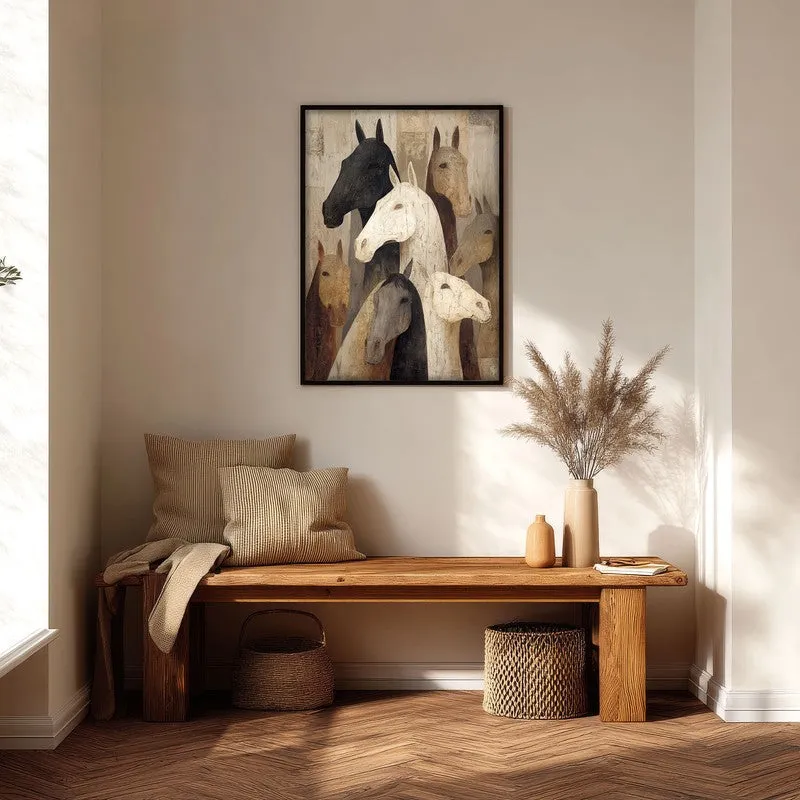 Herd of Horses Wall Painting With Black Frame media 6